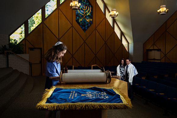 Bat-Mitzvah-Girl-Reading-Torah-Portrait-Beth-Jacob-Redwood-City